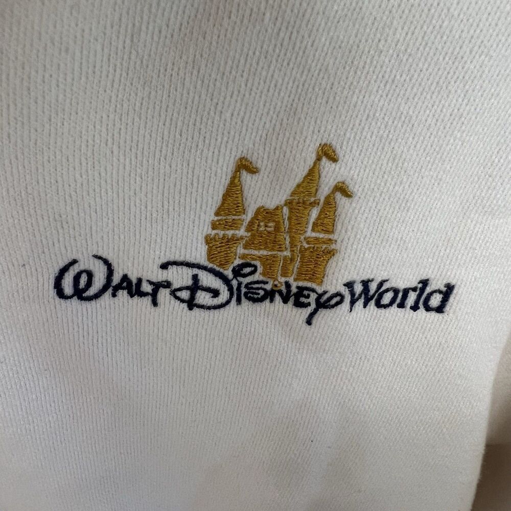Walt Disney World Gold Castle Embroidered Zip Up Hoodie Fits Like Women’s Sz L - Picture 2 of 6